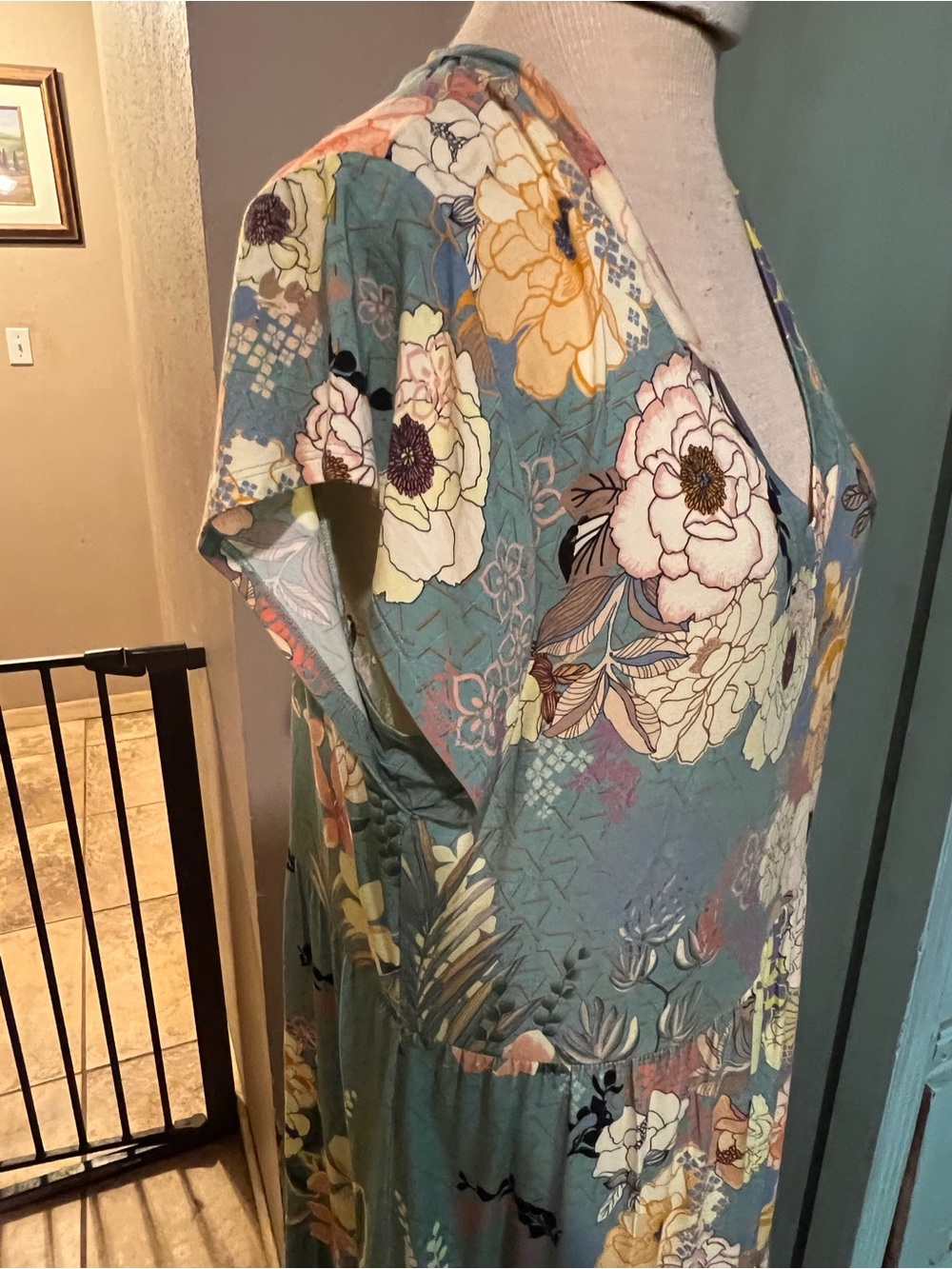 Johnny Was Millay Floral Swing Bamboo Short Sleeve Dress Medium M Boho Tiered - Picture 9 of 11